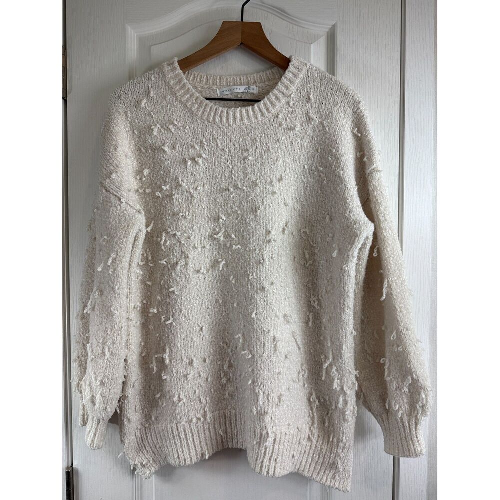 Altar'd State Women's Cream Textured Sweater Polyester Nylon Oversized Size S